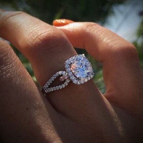 Bague fiançailles halo - bague, de