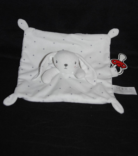 Doudou plat lapin - lapin, blanc