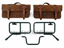Pour Royal Enfield Himalaya & Scram 411 Cuir Panier Sacs & Rails, Marron Fauve