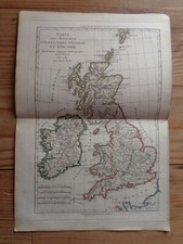 CARTE des royaumes d'Angleterre, d'Ecosse et d'Irlande par BONNE 1780