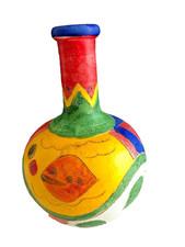 vase  poterie multicolore