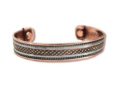 Bracelet Cuivre Aimants Finement Ciselé en Pointes de Diamant