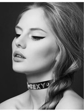 Collier en cuir noir SM avec