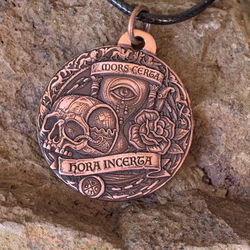 Pendentif memento mori - mori, cuivre