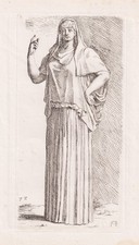 Vestal Virgin Vestaline Ancienne Rome Gravure Sur Cuivre Francois Perrier 1638