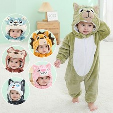 Combinaison de jeu bébé flanelle animal barboteuse combinaison avec capuche pyjama chaud