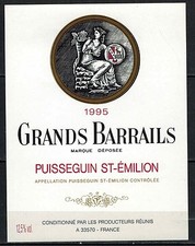 Etiquette de Vin bordeaux-Grands Barrails -Puisseguin-St. Emilion-Réf.514