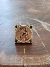 chevalière or 18 carats,4 Rubis homme 49g