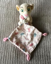 Doudou Nala Roi Lion beige feuilles plumes rose bleu Disney Baby Simba Toys