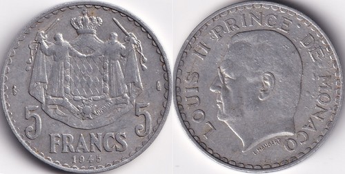 Francs 1945 monaco louis - 5,