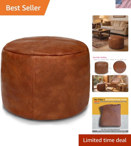 Unstuffed faux leather pouf - faux,