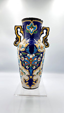 Ancien vase à anse en faïence de Bordeaux Emaux Jules Vieillard Carenza  19 ème