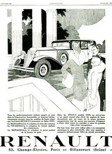 Publicité ancienne voiture Renault Monastella 1929 René Vincent issue magazine
