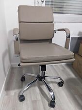 Fauteuil de Bureau capitonné inclinable Taupe, Similicuir Très bon état