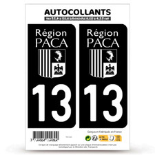 2 Stickers autocollant plaque immatriculation 13 Bouches-du-Rhône - PACA Bi-ton