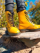 Dr. Martens 1490 10 Trous Made In England Vintage Jaune Moutarde Uk6 39