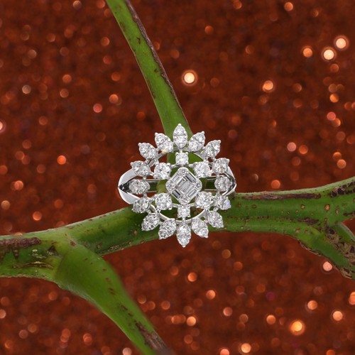 Bague cluster diamants - bague, pave