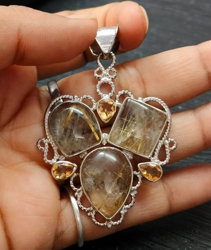 Bijoux citrine pendentif