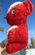 VINTAGE PLUSH TEDDY BEAR RED DOG CAT MOUSE TOY GUND KNICKERBOCKER ? GOOGLE EYES