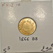 NAPOLEON III 5 FRANCS OR  1866  BB