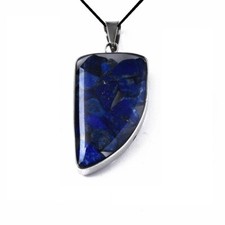 Pendentif Lapis lazuli en pierre Naturelle, Collier Homme ou Femme Cordon offert