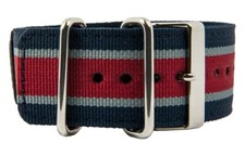 Bracelet Tissu Blau-Grau-Rot