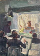 Albert Genta (Paris 1901-1989), Intérieur d'atelier, 1930, huile, tableau ancien