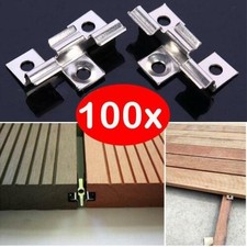 100x Clips WPC en Acier Inoxydable Supports de Fixation Planchers Clip de Montage