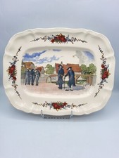 Plat rectangulaire en faïence décorée signé Henri Loux Obernai Sarreguemines