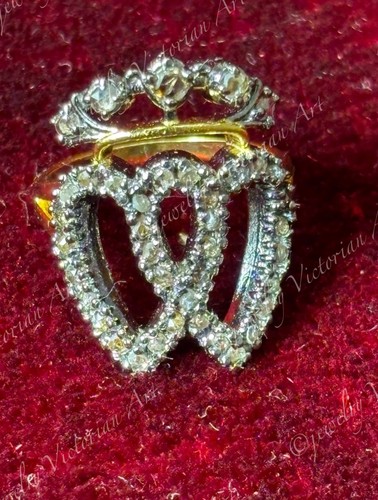 Bague couronne double cœur