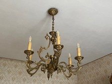 Lustre en Bronze doré Style Louis XVI  6 branches+2 appliques