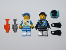 Lego ® Lot 2 Minifig Figurine City Personnel Aquarium Plongeur + Accessoires