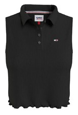 Tommy Jeans crop top col polo femme noir DW0DW12532 Crop Sleeveless Rib Polo