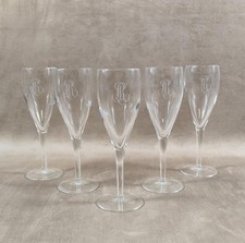 Lot 5 flutes cristal Champagne Louis Roederer Reims Made in France Vintage 1980