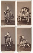Ensemble de 4 Photos CDV enfant fillette par Pierre Petit circa 1865 Paris