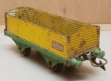 Ancien jouet wagon marchandise jaune/vert ech O train SNCF serie Hornby meccano 