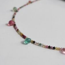 collier argent pierre précieuse tourmaline bleue rose verte jaune 1023