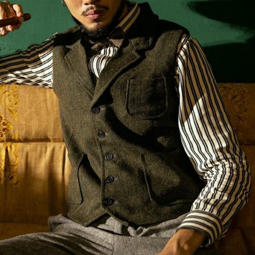 Hommes tweed gilet - laine, à