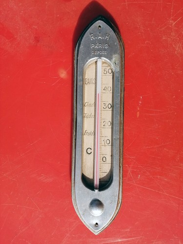 Ancien thermomètre étain - en,