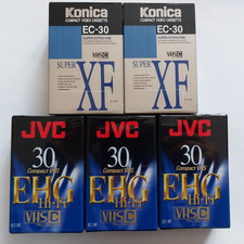 3 K7 JVC et 2 K7 KONICA 30 vidéo mini COMPACT VHS neuves sous blister scellé 