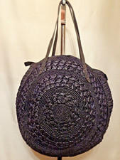sac dame rond en raphia crochet