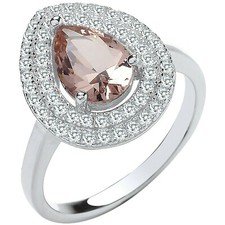 Bague double zircon poire halo