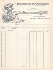 ARMENTIERES - FACTURE VIERGE ETABLISSEMENTS G. D. C. MANUFACTURE DE CONFECTIONS