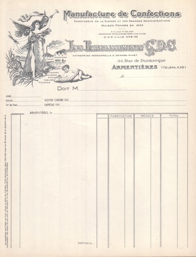 Armentieres facture vierge - -,