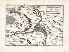 Carte Géographique XVIIe Lyon Auvergne Rhône Alpes Écully Sathonay  Tassin 1634