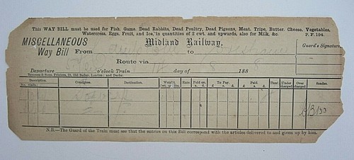 Midland railway waybill camp - waybill,