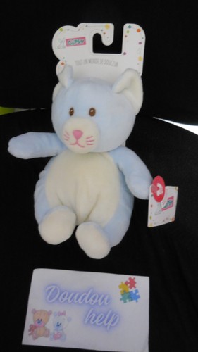 Doudou peluche chat bleu - doudou,