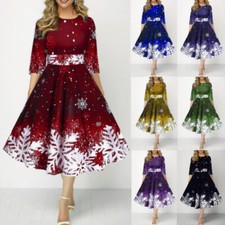 Robe De Soirée Imprimée Flocon De Neige Pour Femmes Tenue De Soirée Trapèze /