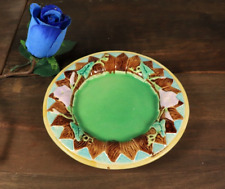 Antique Victorian Majolica Plate Trivet Picket Fence Morning Glory George Jones