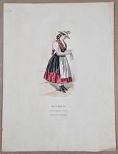 Gravure coloriée XIXe 